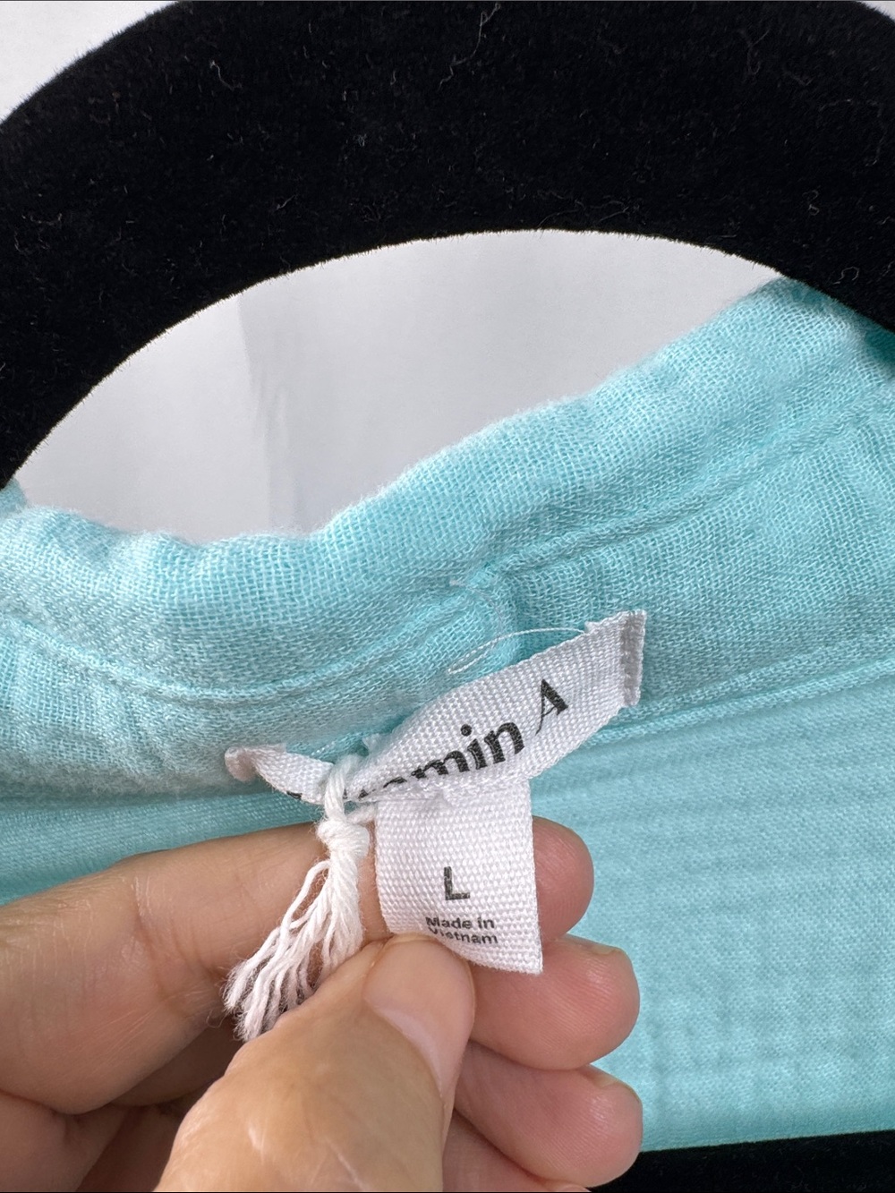Vitamin A Playa Aqua Oversized Gauze Beach Coverup Shirt Large NWT - Picture 8 of 14